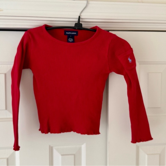 Ralph Lauren young girls 4/5 RedRibbed Pull Over Top